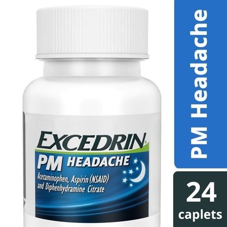 Excedrin PM Caffeine-Free Caplets for Headache Pain Relief and Nighttime Sleep-Aid, 24 count