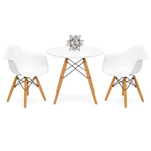 Kids Modern Mini Eames Style Multifunctional Round Table Set w/ 2 Chairs