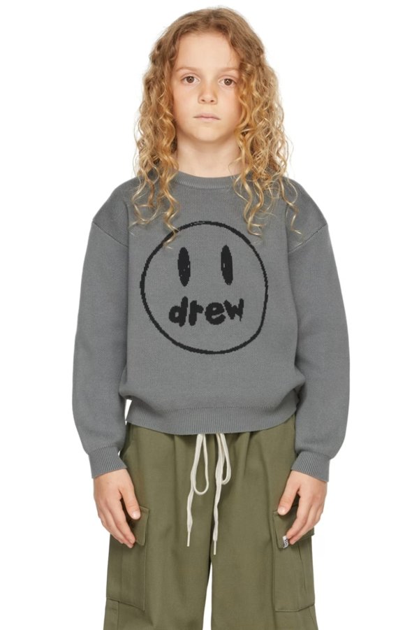 SSENSE Exclusive Kids Gray Painted Mascot Sweater