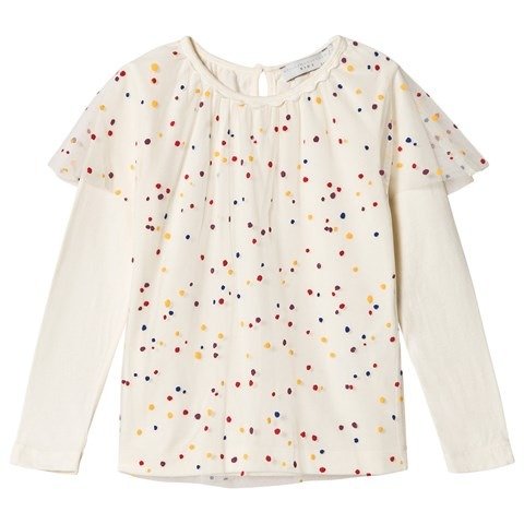 White Popcorn Blouse with Multicolored Dots | AlexandAlexa