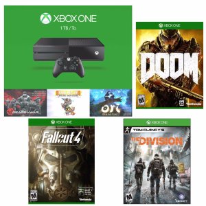 Xbox One 1TB 假日促销套装含三款游戏：Doom+辐射4+全境封锁