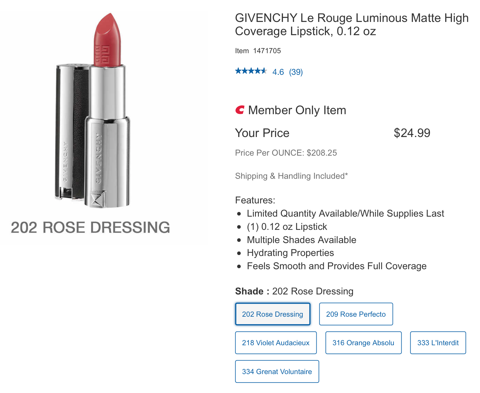 纪梵希小羊皮 GIVENCHY Le Rouge Luminous Matte High Coverage Lipstick, 0.12 oz