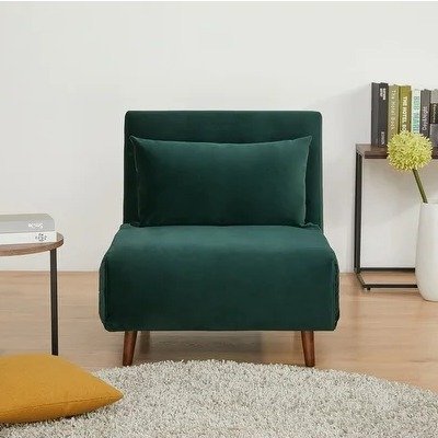 Tustin Upholstered Convertible Lounge/ Sleeper Chair - Velvet Green
