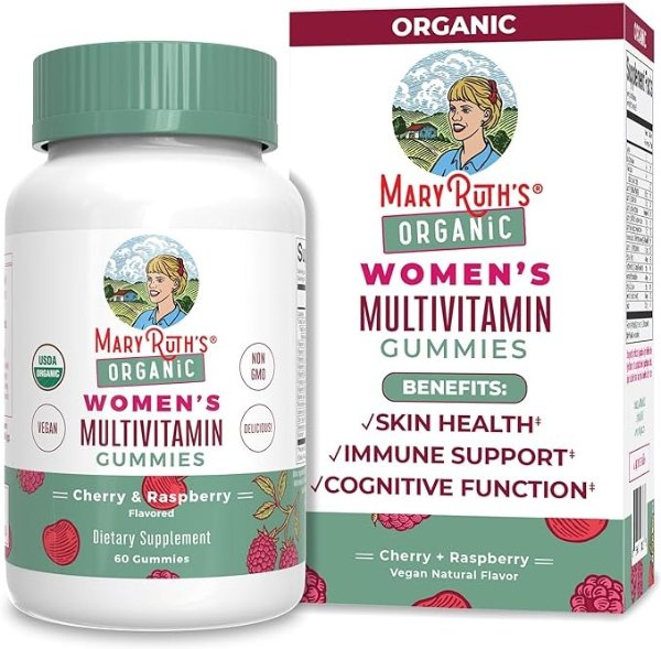 Multivitamin for Women | Womens Multivitamin Gummy | Vegan | USDA Organic | Immune Support Gummy Vitamins | Hair Skin and Nails Vitamins for Women | Vitamin D3 | Selenium | 60 Count