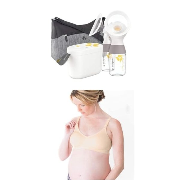 Medela Pump in Style with MaxFlow Electric Breast Pump and Nursing  T-Shirt Bra, Nude, Medium 200.34