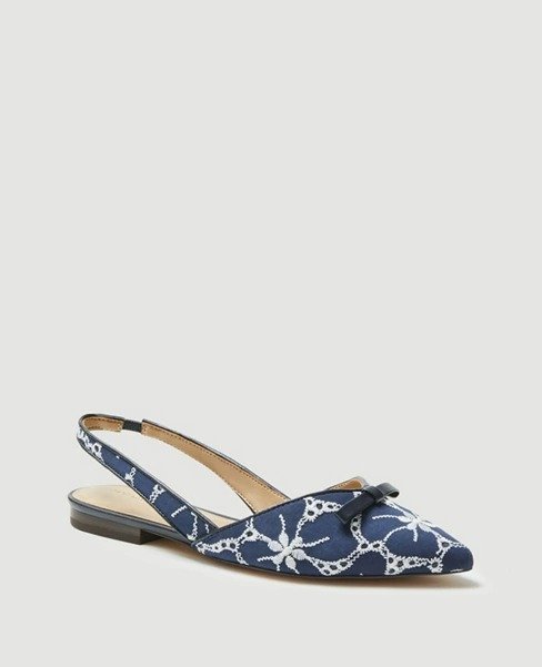 Embroidered Bow Slingback Flats | Ann Taylor