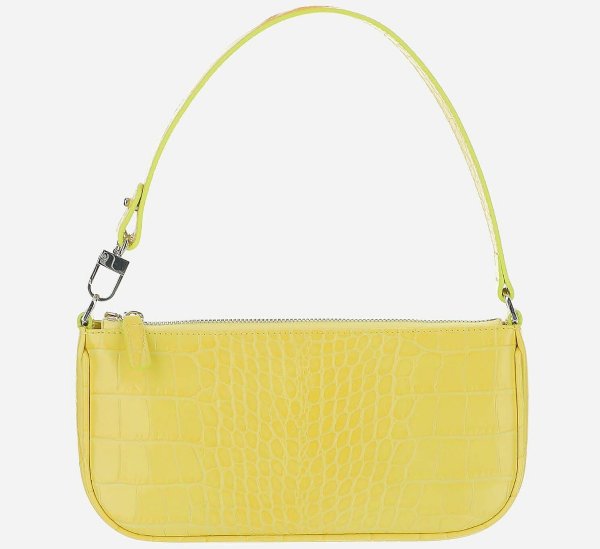 Yellow Croco Embossed Leather Rachel Shoulder Bag