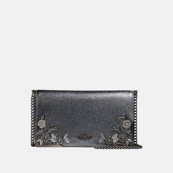 Callie Foldover Chain Clutch With Metal Tea Rose