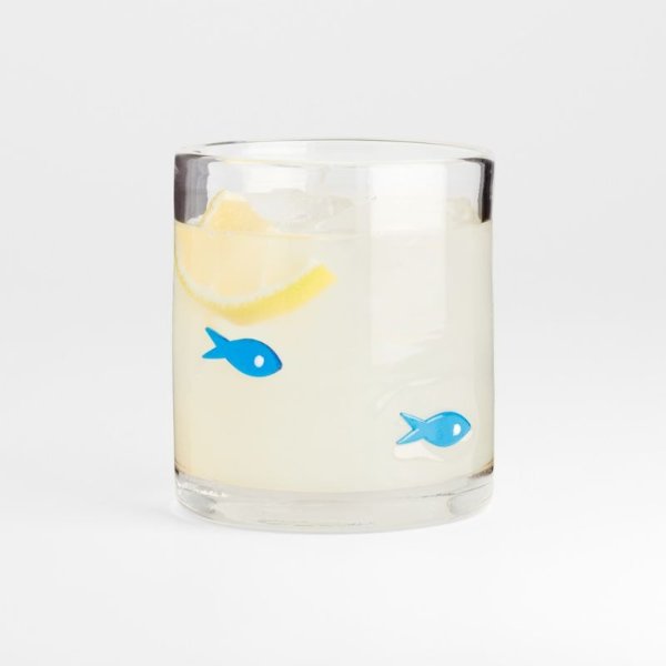 Fish Glass Double Old-Fashioned Glass + Reviews | Crate & Barrel