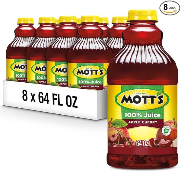 Mott's 100 Percent Apple Cherry Juice, 64 fl oz bottle (Pack of 8)