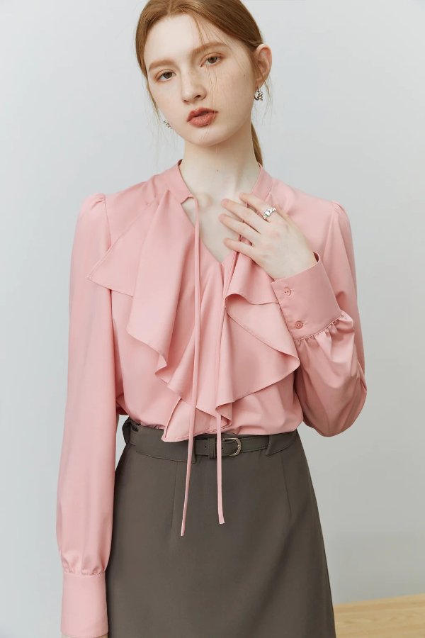 Fansilanen | Chloris Pink Ruffled Shirt
