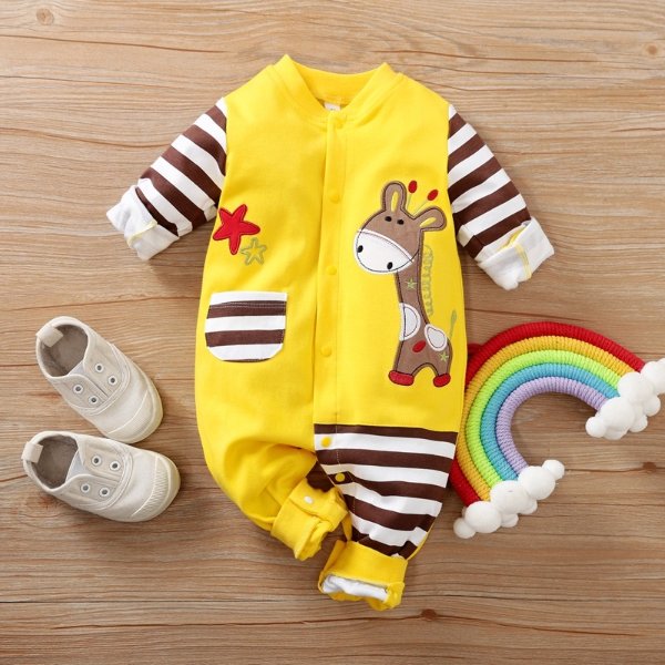 Baby Boy / Girl Giraffe Pocket Design Jumpsuit