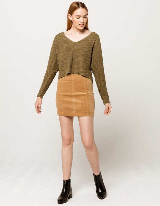 Corduroy Seamed Mini Skirt