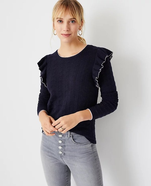 Ruffle Shoulder Sweater | Ann Taylor