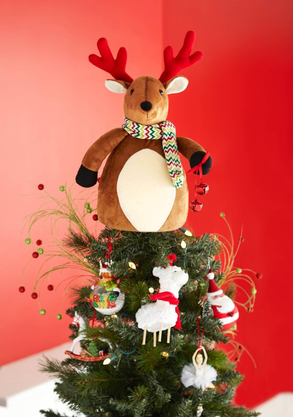 Home Accents® Santa Stop Here Plush Reindeer Tree Topper