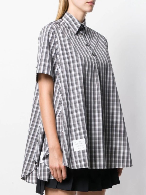 high-low checked shirt
