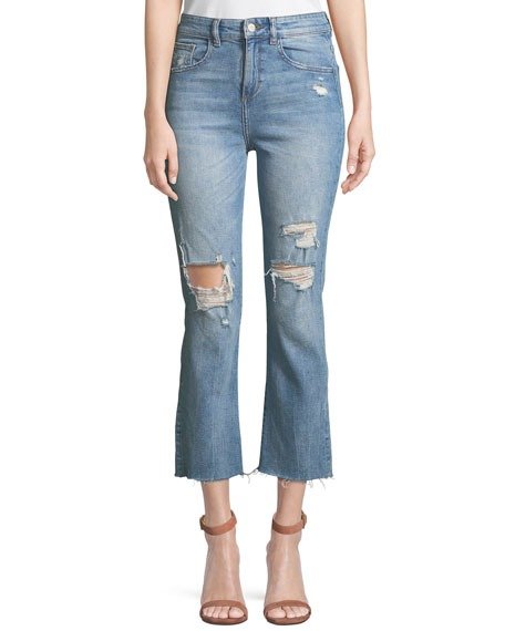 Jerry High-Rise Distressed Straight-Leg Cropped Jeans