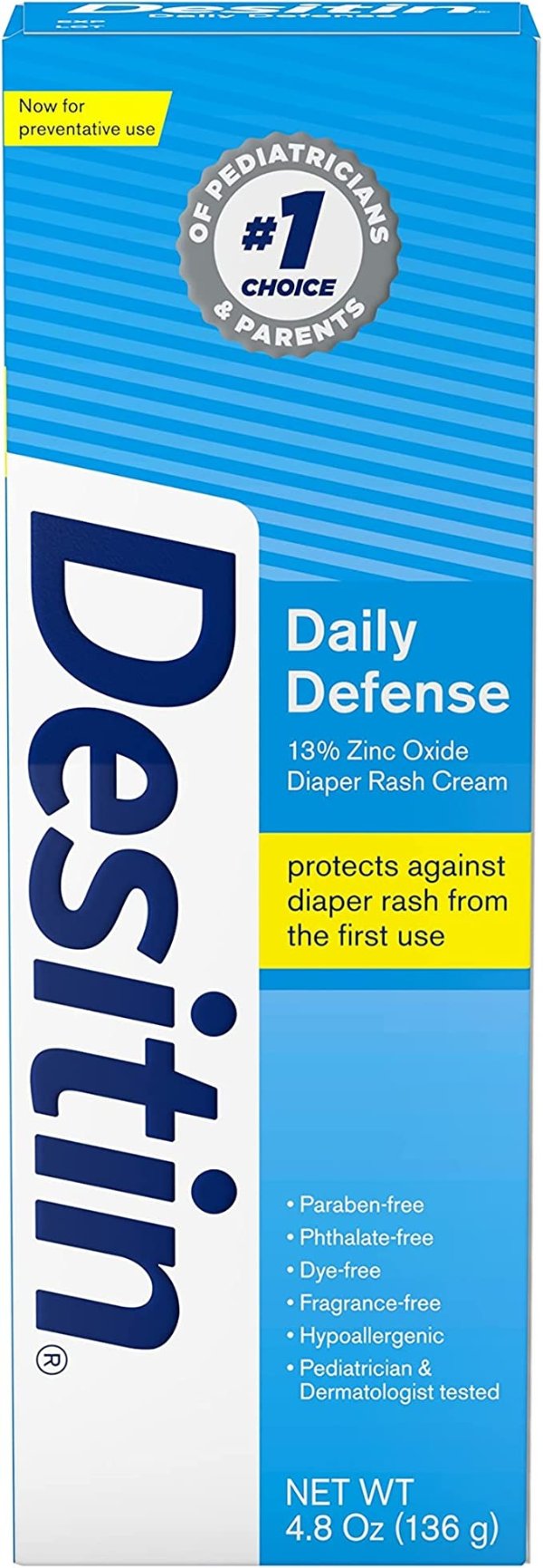 Daily Defense Baby Diaper Rash Cream with Zinc Oxide to Treat, Relieve & Prevent diaper rash, Hypoallergenic, Dye-, Phthalate- & Paraben-Free, 4.8 oz