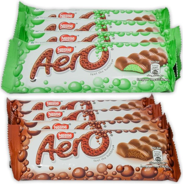 Aero Milk Chocolate and Peppermint Bar , 27 Gram Bars (Pack of 8)