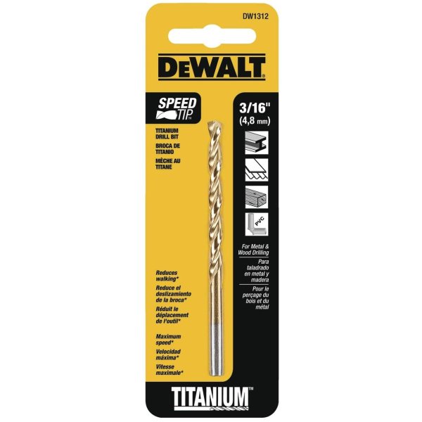DW1312 3/16-Inch Titanium Split Point Twist Drill Bit