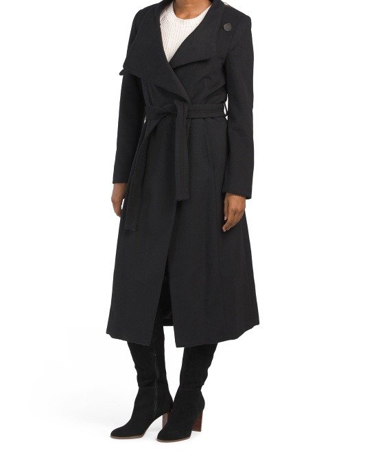 Wool Belted Maxi Coat With Fencer Collar