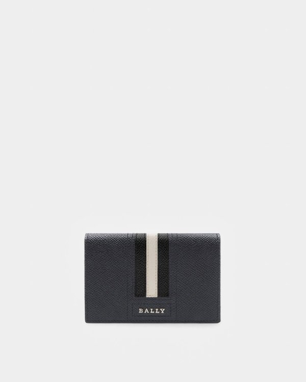 Tyke Leather Card Holder In Navy