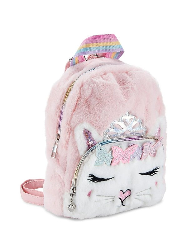 ​Kid’s Bella Butterfly Crown Faux Fur Mini Backpack