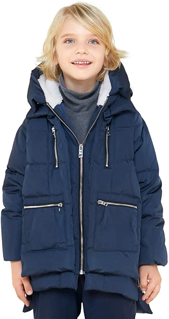 Girl's Thickened Down Coat Water-Resistant Hooded Boy Puffer Jacket Winter Toddler Warm Parka