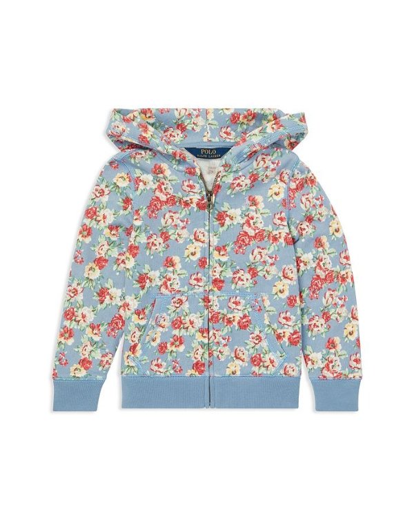 Girls' Floral French Terry Hoodie - Little Kid