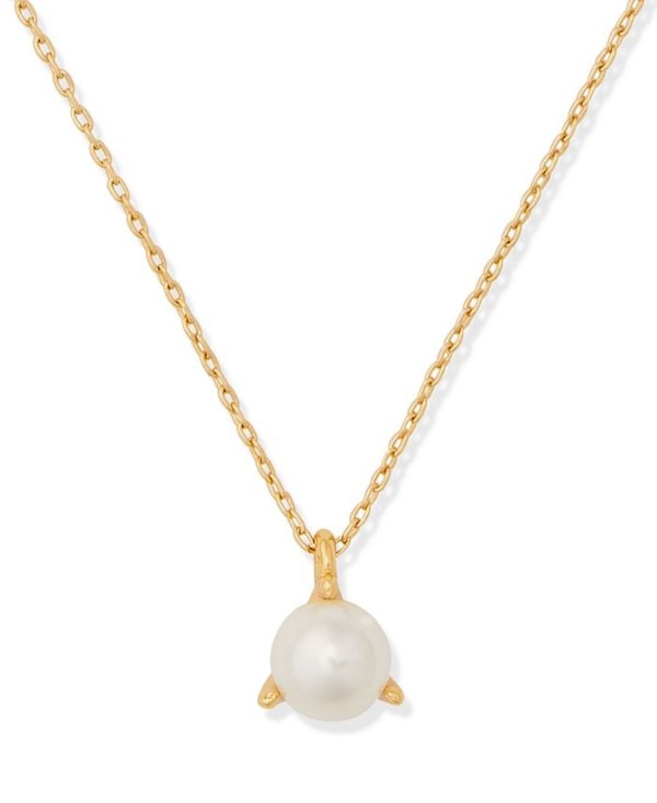 Gold-Tone Imitation Pearl 3-Prong Pendant Necklace, 15" + 3" extender