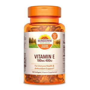 Vitamin E by Sundown, For Immune Support and Antioxidant Support, Gluten Free, Dairy Free, 100 Softgels
