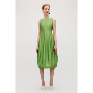 COTTON-SILK COCOON DRESS - Green - Dresses - COS 