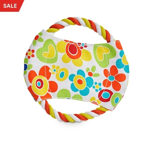 Petco Flower Power Canvas & Rope Flyer Dog Toy in Various Styles, Small | Petco