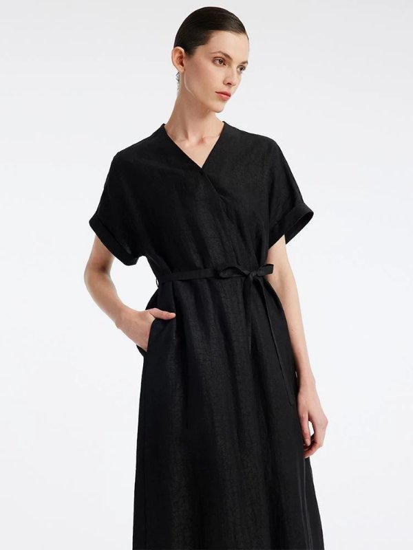 Xiang Yun Silk V-Neck Midi Dress