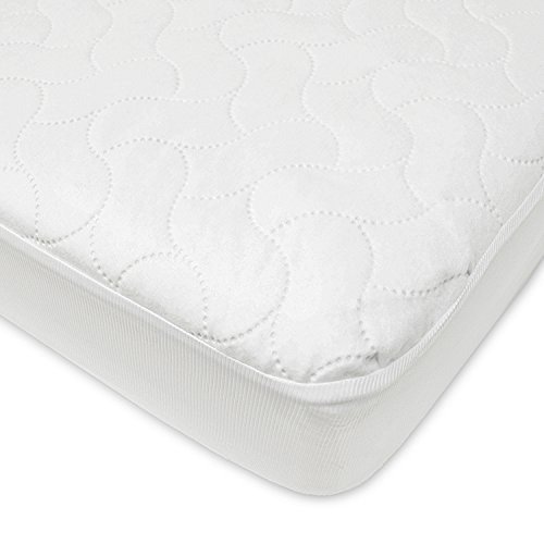 Waterproof Fitted Crib and Toddler Protective Mattress Pad Cover, White
