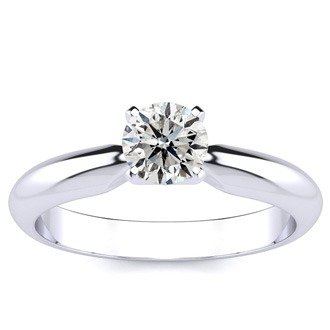 14k White Gold 1/2ct Diamond Solitaire Ring, G/H, I1-I2 | SuperJeweler.com
