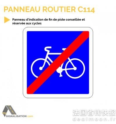 c114-panneau-d-indication-fin-de-piste-conseillee-et-reservee-aux-cycles