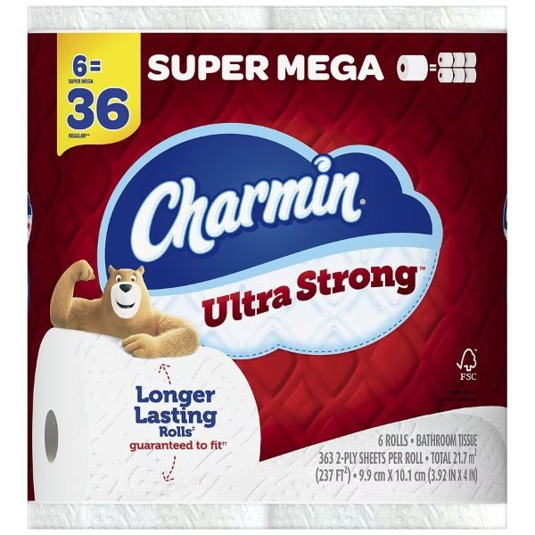 Ultra Strong Toilet Paper, Super Mega Rolls363.0ea x 6 pack