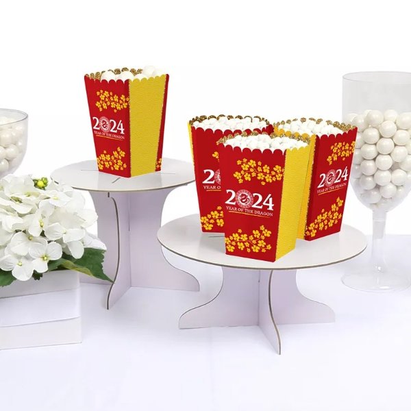 2024 Year of the Dragon - Lunar New Year Favor Popcorn Treat Boxes - Set of 12