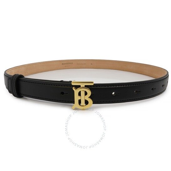 Ladies Black / Light Gold Monogram Buckled Belt