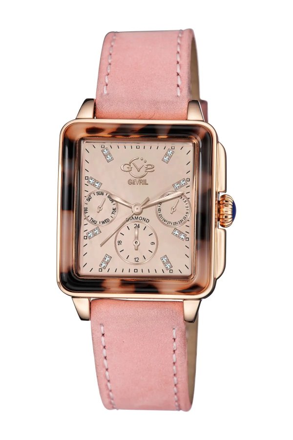 Women's Bari Tortoise Diamond Leather Strap Watch, 37mm - 0.0768 tcw