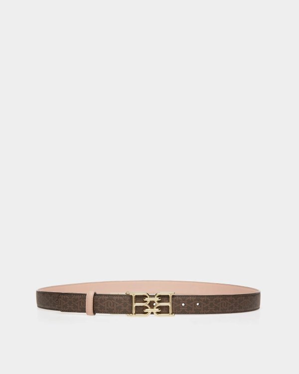 B-Chain Tpu And Leather 25Mm Belt In Brown And Blush Pink