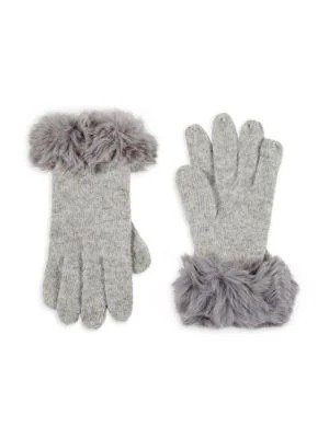 Faux Fur Trim Wool Blend Gloves
