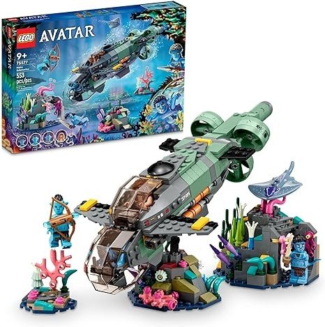 Avatar: The Way of Water Mako Submarine​ 75577 Buildable Toy Model, Underwater Ocean Set with Alien Fish and Stingray Figures, Movie Gift for Kids and Movie Fans