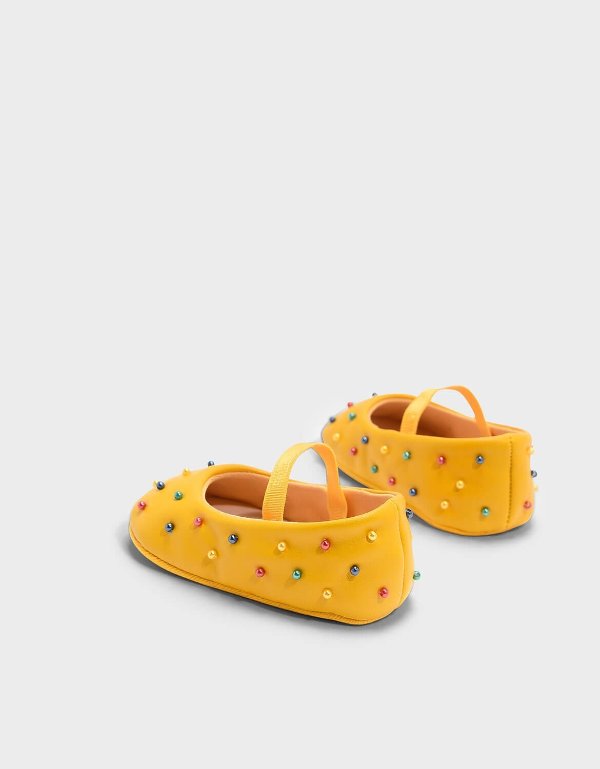 Yellow Kids Beaded Mary Janes | CHARLES & KEITH