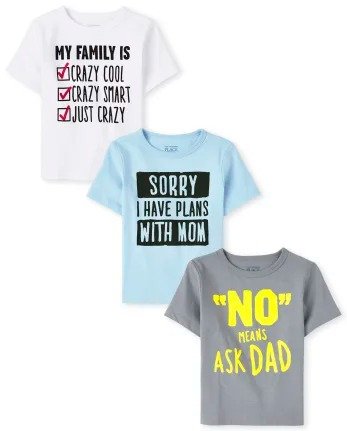 Baby And Toddler Boys Short Sleeve Family Graphic Tee 3-Pack
