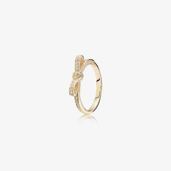 Sparkling Bow Ring in 14K Gold | Pandora Jewelry US