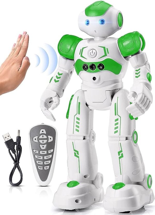 RC Robot Toys for Kids, Gesture & Sensing Remote Control Robot for Age 4 5 6 7 8 Year Old Boys Girls Birthday Gift Present (Green)