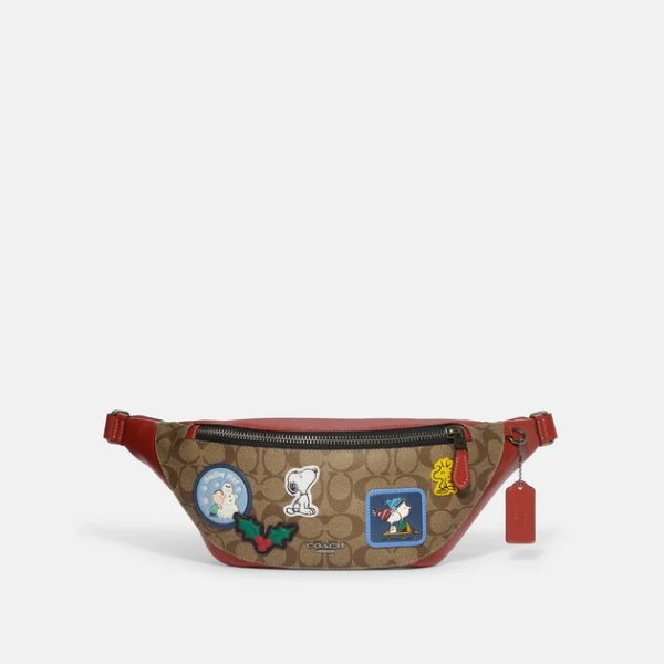 X Peanuts Warren Belt Bag In Signature Canvas With Patches