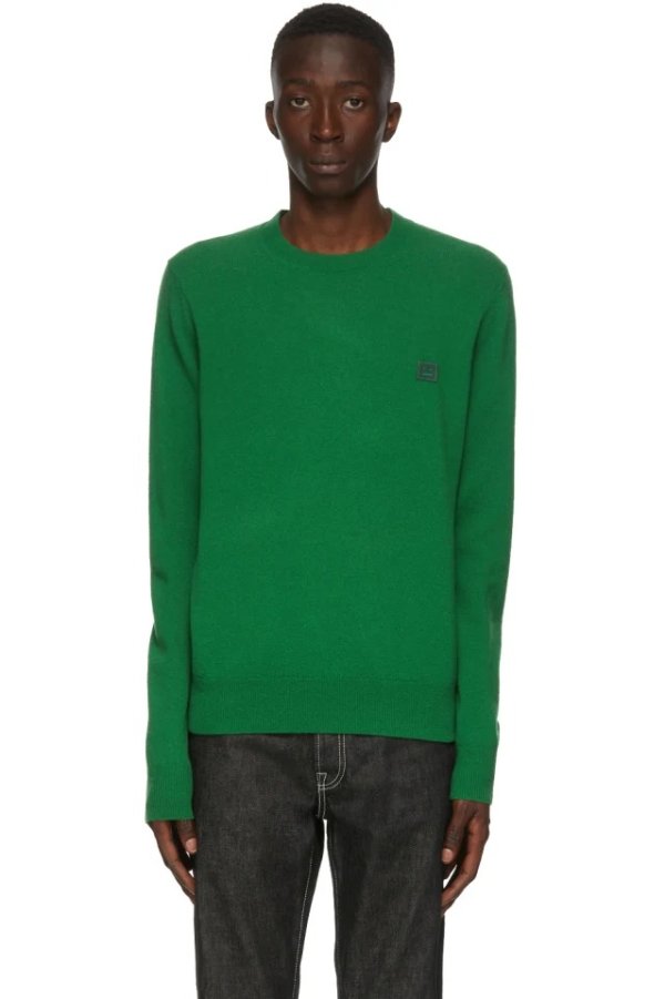 Green Wool Crewneck Sweater